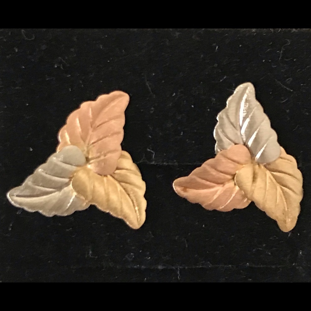 14K Tri-color Gold Stud Earrings